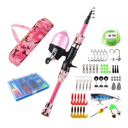 Kids Fishing Pole Set Fishing Starter Kit Telescopic Fishing Rod and Reel Combo Kit with Tackle Box 56Pcs Fishing Lures for Boys Girls Kids Fishing Pole Set Fishing Starter Kit Telescopic Fishing Rod and Reel Combo Kit with Tackle Box 56Pcs Fishing Lures for Boys Girls